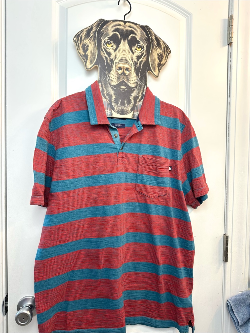 The North Face Men's Red & Blue Striped Polo